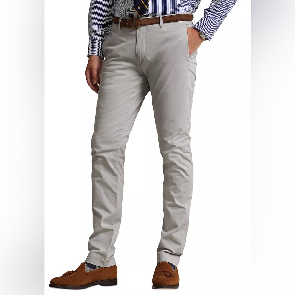 🆕Polo Ralph Lauren M Classics Stretch Slim fit Pant Soft Grey Size 36x34 NWT